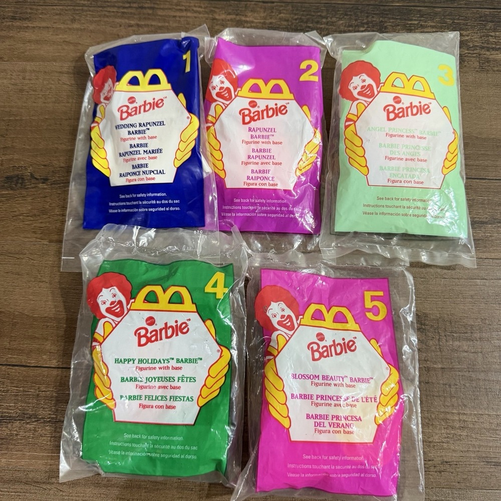 Vintage 1997 McDonalds Happy Meal Barbie Toys Complete Full Set of 5 New Sealed